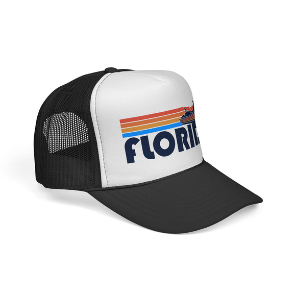 Florida Retro PWC Boating Trucker Hat - Vintage Style Florida Cap