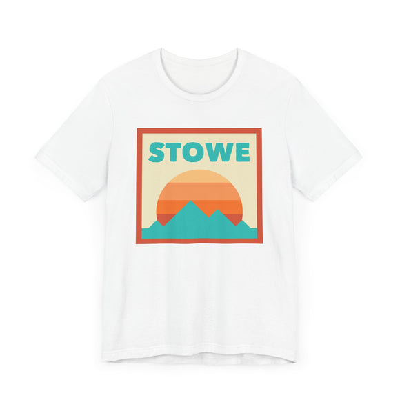 Retro Stowe, Vermont T-Shirt, Mountain Sun Tee, Unisex Graphic Shirt, Vintage Stowe, Vermont Top, Outdoor Adventure Clothing