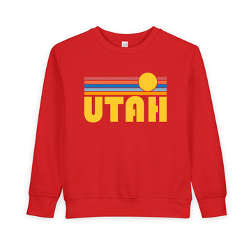 Buy red Utah Toddler Sweatshirt - Retro Sun Utah Toddler Crewneck Sweatshirt