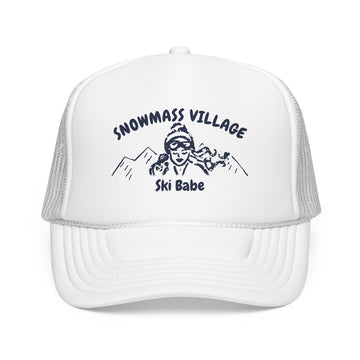 Buy white Snowmass Village, Colorado Ski Babe Trucker Hat — Foam Mesh Cap
