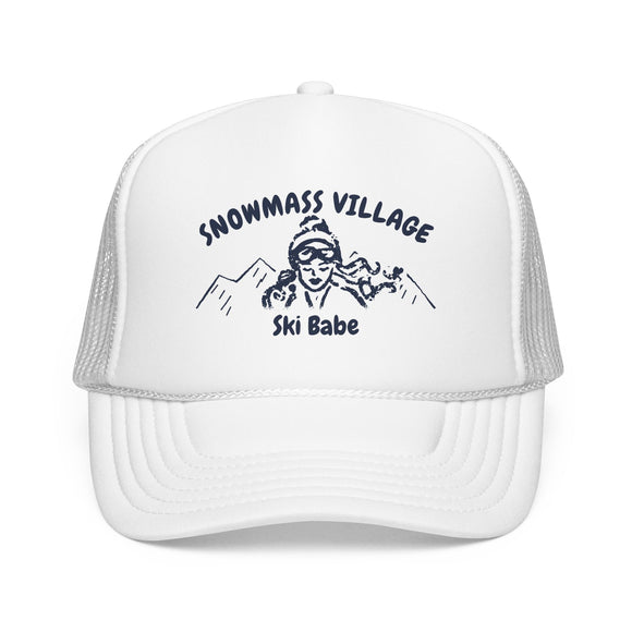 Snowmass Village, Colorado Ski Babe Trucker Hat — Foam Mesh Cap