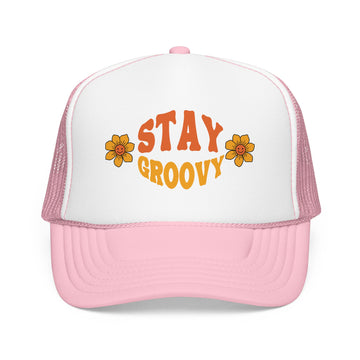 Buy light-pink-white Stay Groovy Trucker Hat Boho