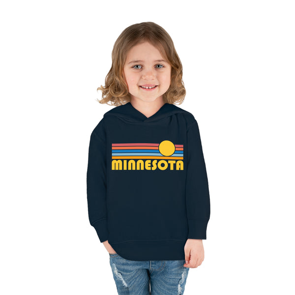 Minnesota Toddler Hoodie - Retro Sunrise Unisex Minnesota Toddler Sweatshirt