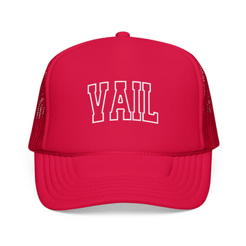 Buy red Vail, Colorado Trucker Hat — Vintage College Foam Mesh Vail Cap