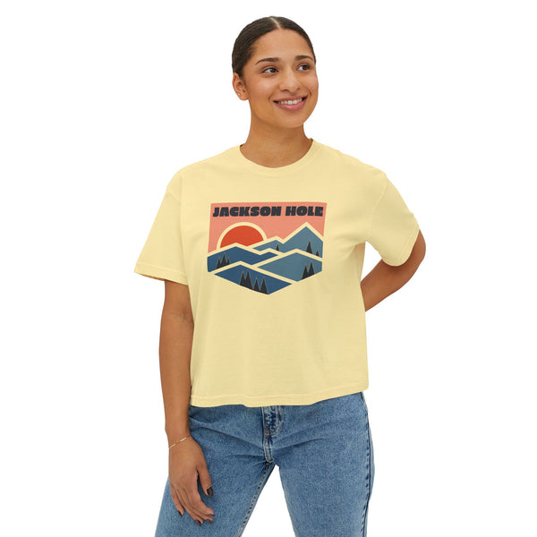 Women's Jackson Hole, Wyoming Boxy Graphic Tee - Slightly Cropped