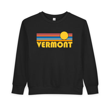 Buy black Vermont Toddler Sweatshirt - Retro Sun Vermont Toddler Crewneck Sweatshirt