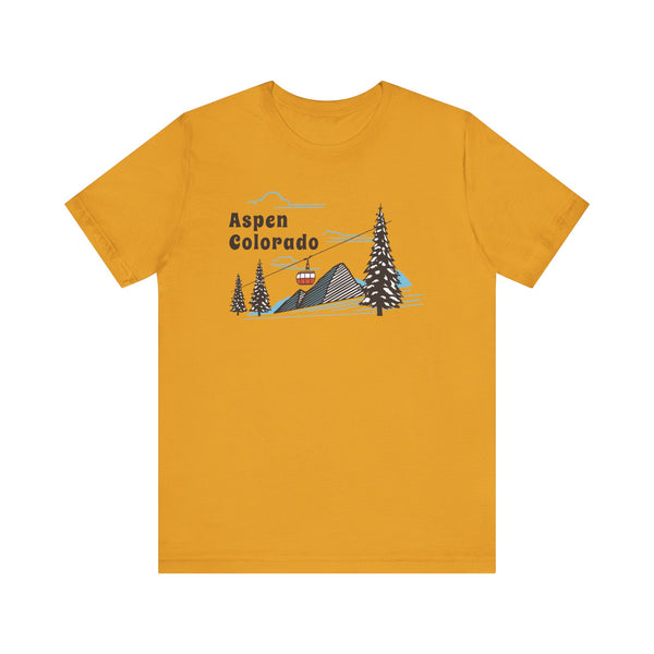 Aspen, Colorado T-Shirt - Retro Ski Mountain Gondola Unisex Aspen Shirt