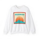 Retro Bozeman, Montana Sweatshirt, Mountain Sun Design, Unisex Crewneck, Gift for Outdoorsy Friends, Vintage Bozeman, Montana Jumper-1