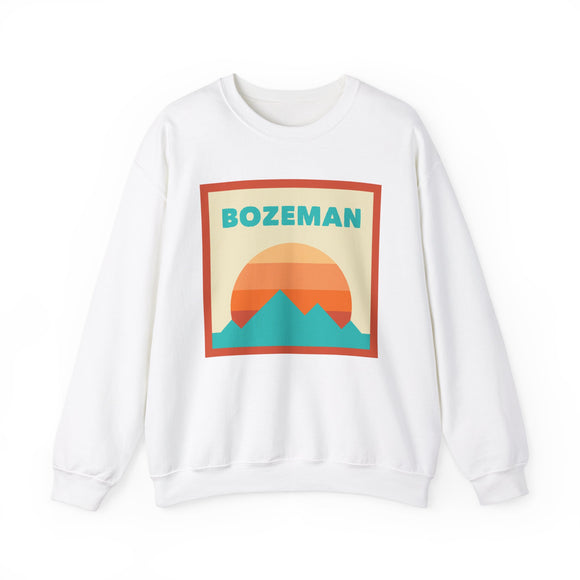 Retro Bozeman, Montana Sweatshirt, Mountain Sun Design, Unisex Crewneck, Gift for Outdoorsy Friends, Vintage Bozeman, Montana Jumper