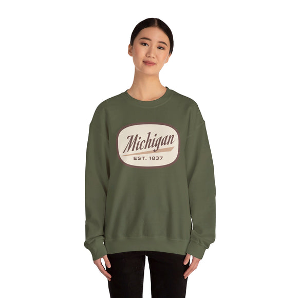 Michigan Sweatshirt - Unisex Retro Michigan Crewneck Sweatshirt