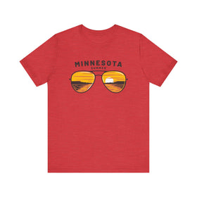 Buy heather-red Minnesota T Shirt - Sunglasses Lake Graphic Minnesota Tee