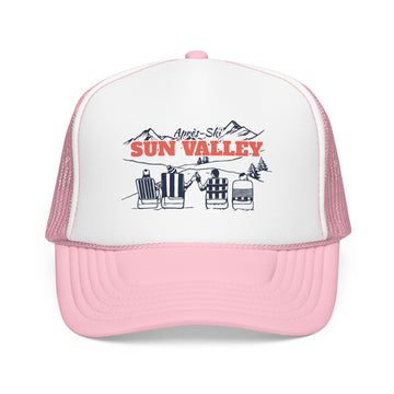 Buy light-pink-white Sun Valley, Idaho Après-ski Trucker Hat — Foam Mesh Cap