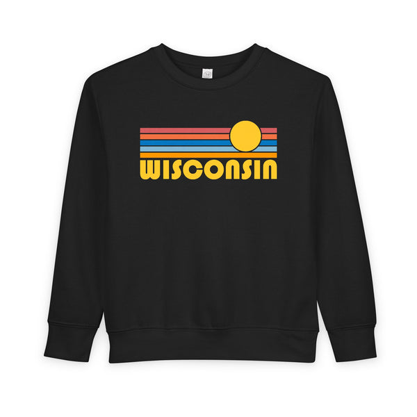 Wisconsin Toddler Sweatshirt - Retro Sun Wisconsin Toddler Crewneck Sweatshirt