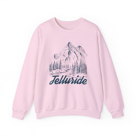 Buy light-pink Telluride, Colorado Sweatshirt - Mountain Illustration Graphic Crewneck