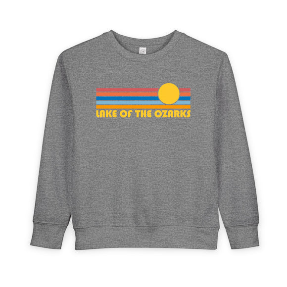 Lake of the Ozarks, Missouri Toddler Sweatshirt - Retro Sun Lake of the Ozarks Toddler Crewneck Sweatshirt