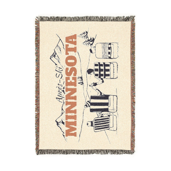 Minnesota Ski Town Throw Blanket | Mountain Woven Blanket