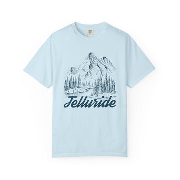 Buy chambray Telluride, Colorado Graphic Tee - Mountain Illustration Telluride T Shirt