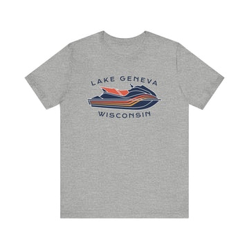 Buy athletic-heather Lake Geneva, Wisconsin T Shirt - Jetski Boating Graphic Tee