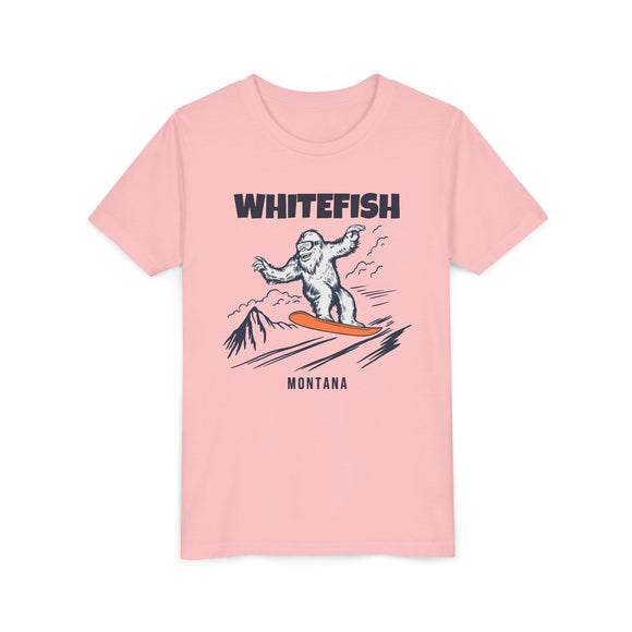 Whitefish, Montana Yeti Snowboard Youth Tee - Kids Skiing Shirt