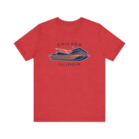 Buy heather-red Chicago, Illinois T Shirt - Jetski Boating Graphic Tee