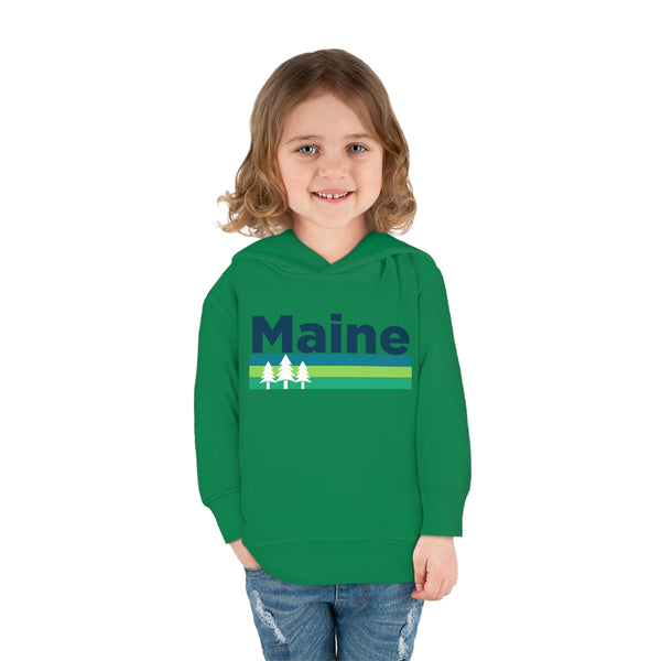 Maine Toddler Hoodie - Retro Trees Unisex Maine Toddler Sweatshirt