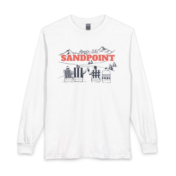 Sandpoint, Idaho Après-ski Long Sleeve Shirt - Mountain Retro Skiing