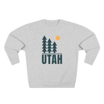 Premium Utah Pine Tree Graphic Sweatshirt — Retro Nature Crewneck