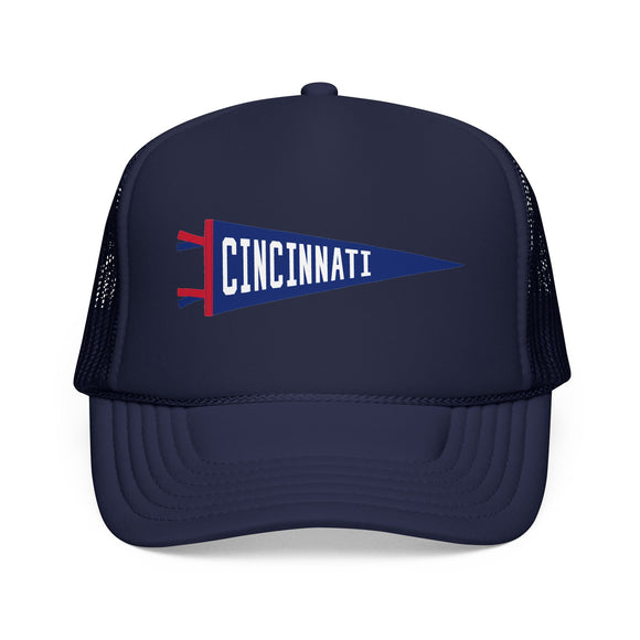 Cincinnati, Ohio Pennant Trucker Hat — Retro Flag Foam Cap