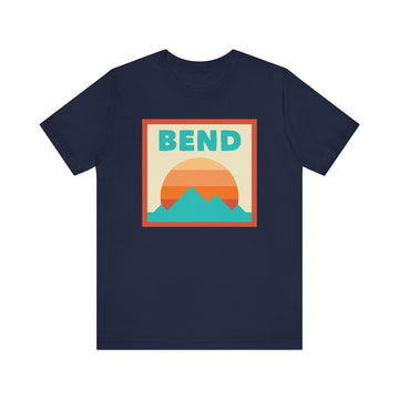 Buy navy Retro Bend, Oregon T-Shirt, Mountain Sun Tee, Unisex Graphic Shirt, Vintage Bend, Oregon Top, Outdoor Adventure Clothing