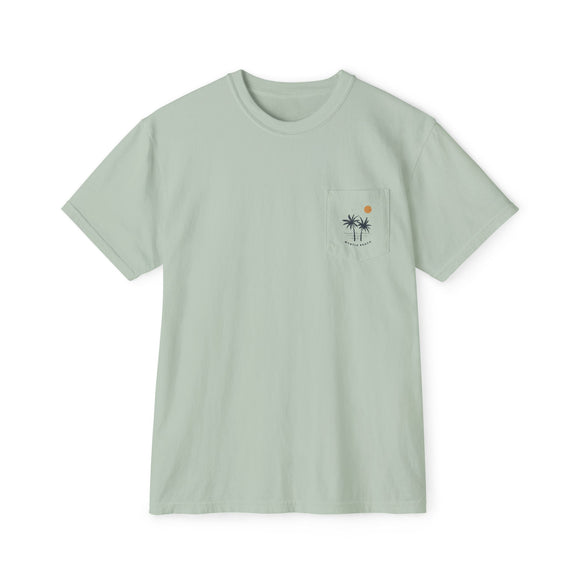 Myrtle Beach, South Carolina Palm Tree Pocket Tee, Summer Coastal Vibes Top, Beach Apparel - Comfort Colors Graphic T Shirt