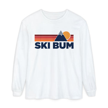 Ski Bum Long Sleeve T-Shirt Retro Mountain, Unisex Ski Bum Unisex Garment-dyed Long Sleeve T-Shirt - 0