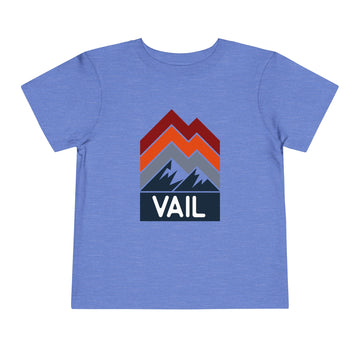 Buy heather-columbia-blue Vail, Colorado Toddler T-Shirt - Retro Palm Tree Toddler Vail Shirt