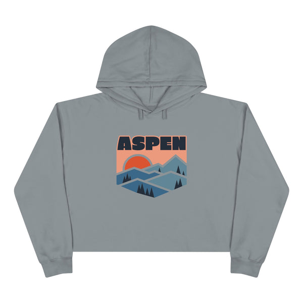 Women's Aspen, Colorado Crop Hoodie - Premium Mountain Crop Sweatshirt