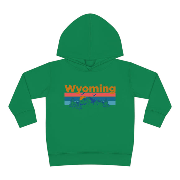 Wyoming Toddler Hoodie - Retro Mountain Sun Unisex Wyoming Toddler Sweatshirt
