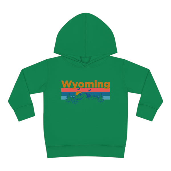 Wyoming Toddler Hoodie - Retro Mountain Sun Unisex Wyoming Toddler Sweatshirt