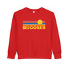 Wisconsin Toddler Sweatshirt - Retro Sun Wisconsin Toddler Crewneck Sweatshirt