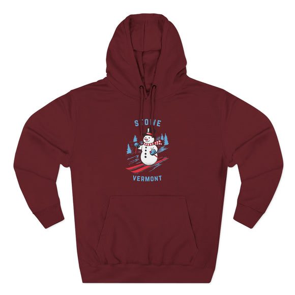 Premium Stowe, Vermont Skiing Snowman Hoodie