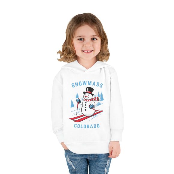 Snowmass, Colorado Toddler Hoodie - Unisex Snowmass Skiing Snowman Sweatshirt