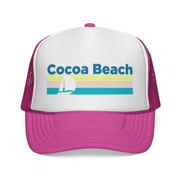 Buy pink Cocoa Beach, Florida Retro Sailboat Trucker Hat