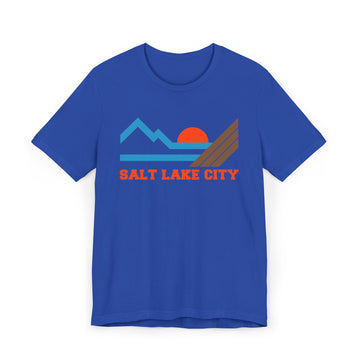 Buy true-royal Salt Lake City, Utah Retro Mountains Sunset T-Shirt | Vintage Salt Lake City Tee