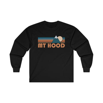 Buy black Mount Hood, Oregon Long Sleeve Shirt - Retro Unisex Mount Hood Long Sleeve Tee