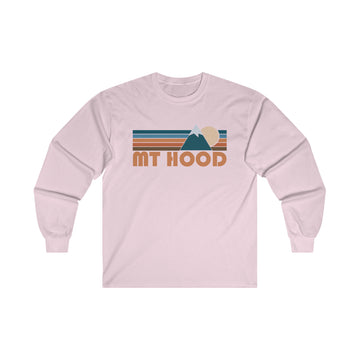 Buy light-pink Mount Hood, Oregon Long Sleeve Shirt - Retro Unisex Mount Hood Long Sleeve Tee