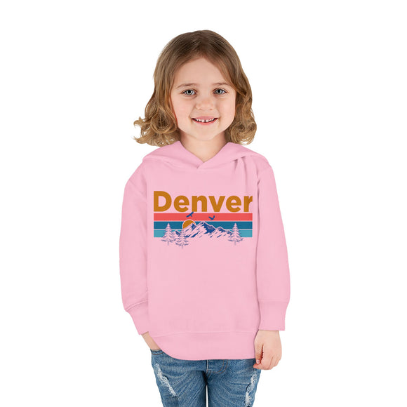 Denver Toddler Hoodie - Retro Mountain Sun Unisex Denver Toddler Sweatshirt