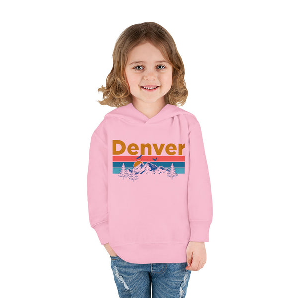 Denver Toddler Hoodie - Retro Mountain Sun Unisex Denver Toddler Sweatshirt
