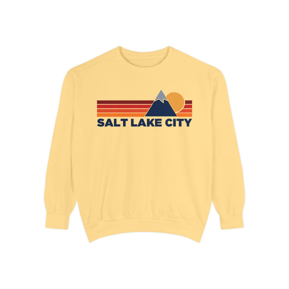 Salt Lake City, Utah Mountain Stripes Sweatshirt | Comfort Colors - 100% Cotton