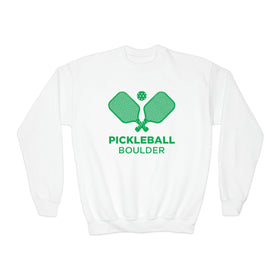 Boulder, Colorado Youth Sweatshirt - Pickleball Unisex Kid's Boulder Crewneck Sweatshirt