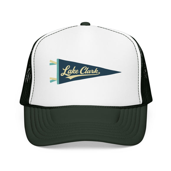 Lake Clark National Park Pennant Trucker Hat — Vintage Foam Mesh Cap