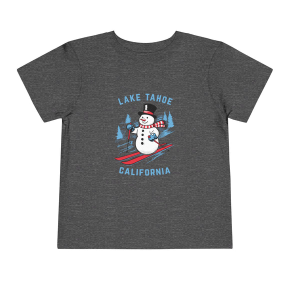 Lake Tahoe, California Toddler Skiing Snowman Graphic Tee - Kids Lake Tahoe T-Shirt