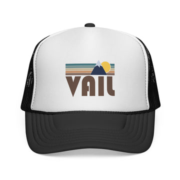 Vail, Colorado Retro Mountains Trucker Hat - Vintage Style Vail Cap