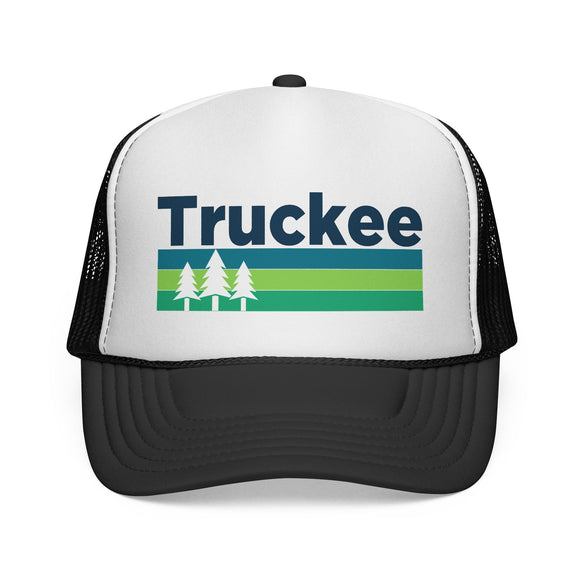 Truckee, California Retro Trees Trucker Hat - Vintage Style Truckee Cap